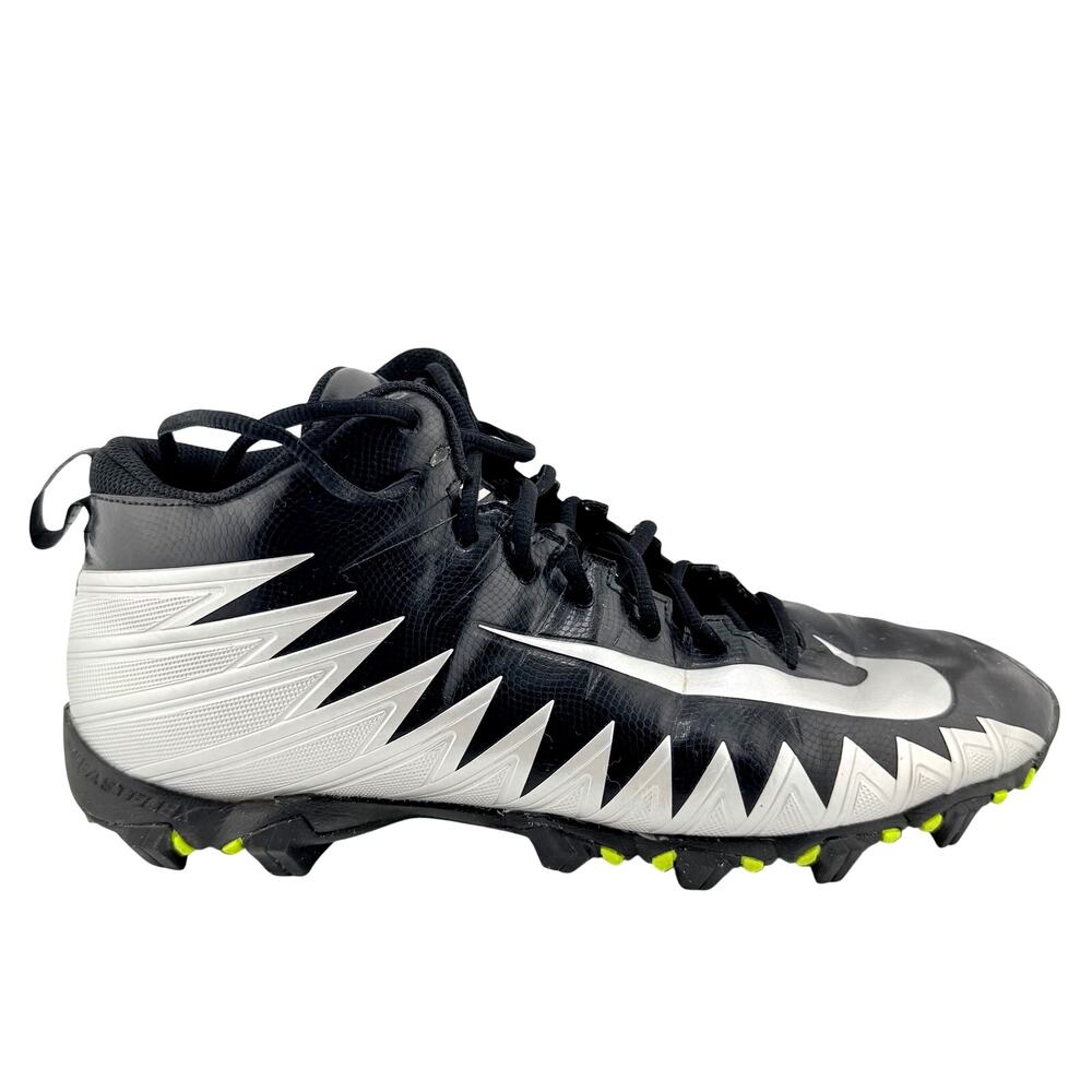 Nike Alpha Fastflex Menace Shark Football Cleats Black Silver Yellow Size 14W